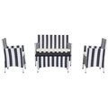 Safavieh Figueroa 4 Piece Outdoor Dining Set Set- Black and White PAT2508D